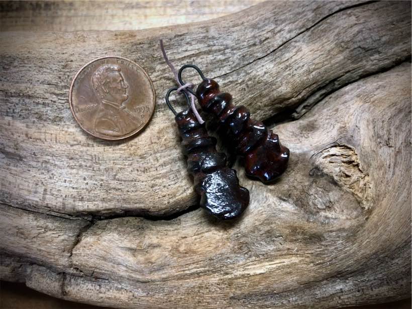 Marsha Neal Studio Ceramic Bead Pair - Coffee Flattened Spirals