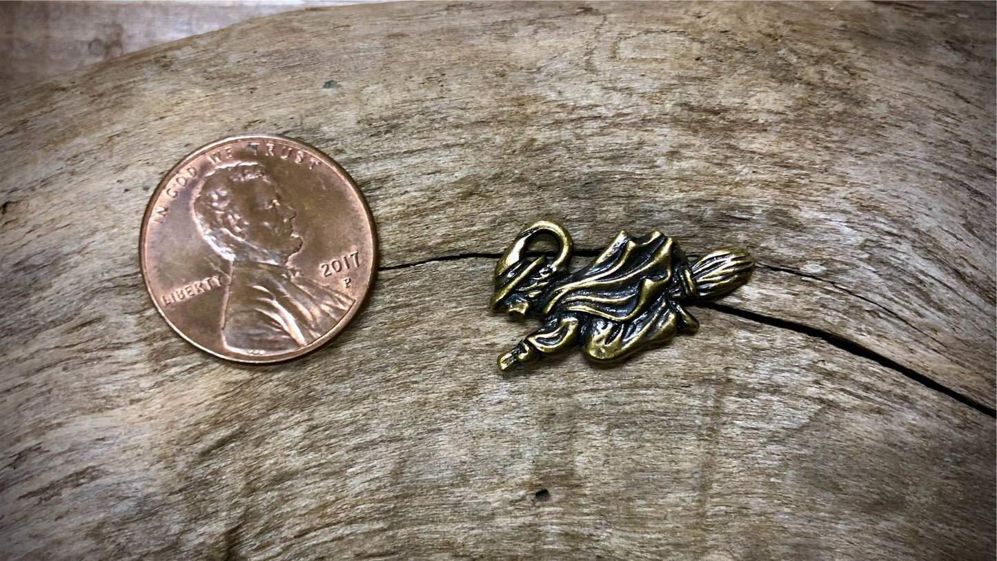 Halloween Charm - Flying Witch - Bronze Tone