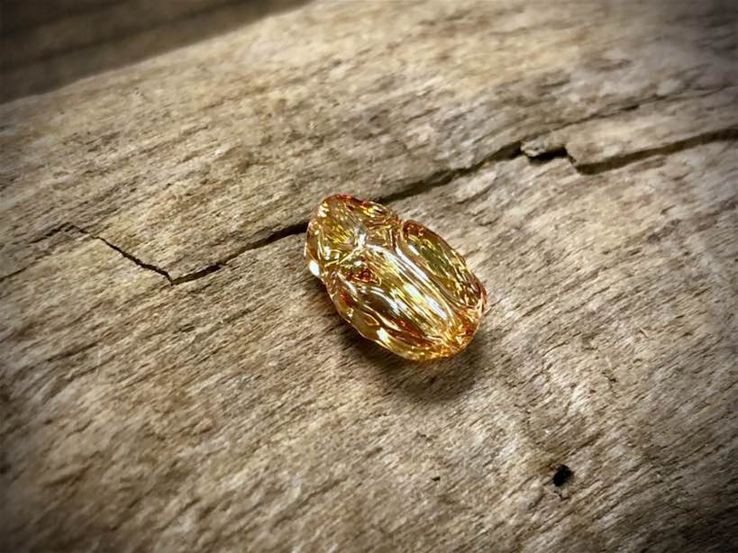 European Crystal Faceted Scarab Bead - Amber