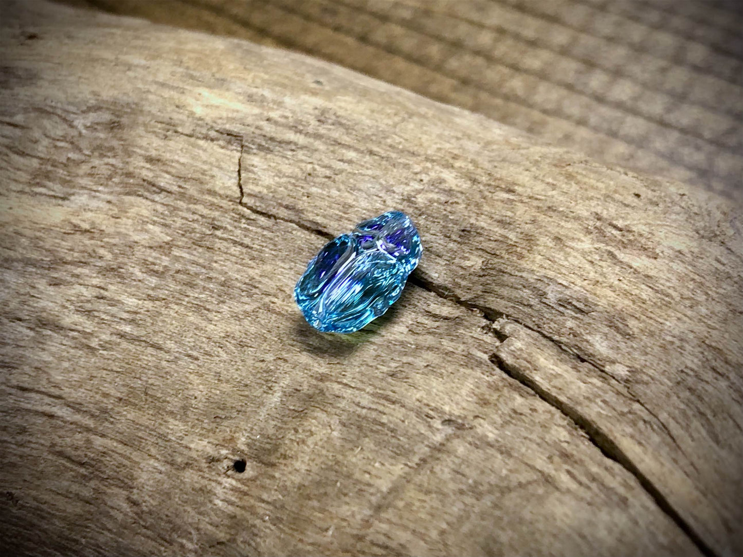 European Crystal Faceted Scarab Bead - Aquamarine Glacier Blue