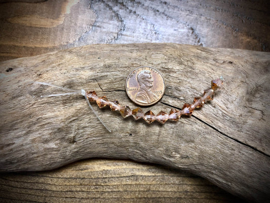 Czech Glass - Preciosa Crystal Bicone Beads - 6mm Rose Gold