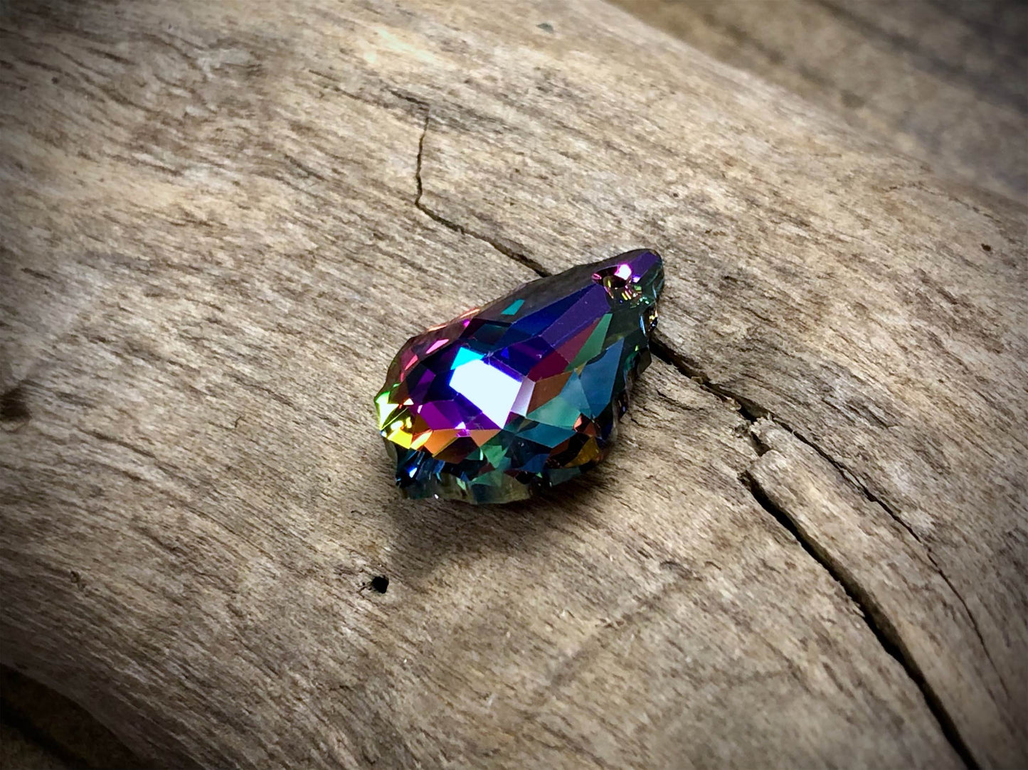 European Crystal Faceted Baroque Pendant - Bright Rainbow