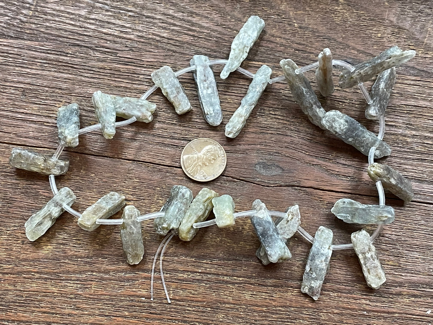 Green Kyanite 15x8mm-44x14mm Top-Drilled Stick Beads