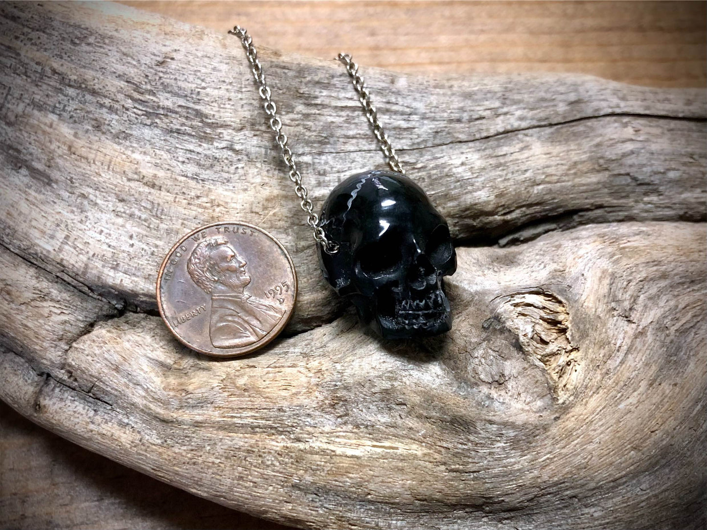 Small Hand-Carved Skull Pendant