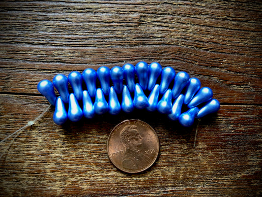 Czech Glass Strand—Drip Beads—Blue Pearl