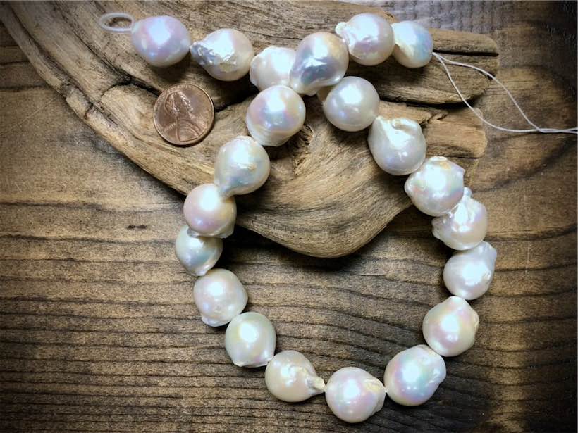 Large Natural Baroque Pearl Strand - 16mm to 22mm - 15.5"