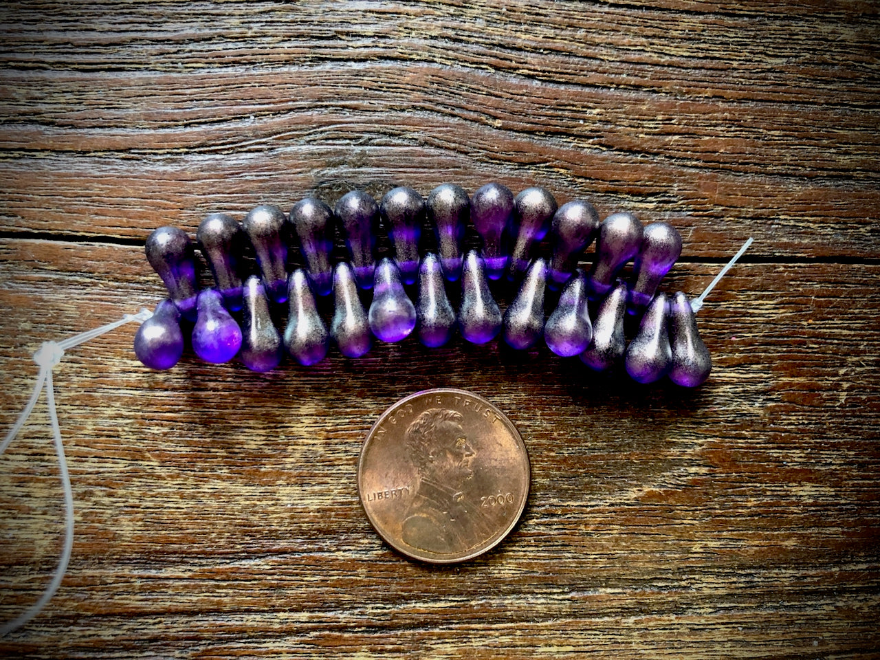 Czech Glass Strand—Drip Beads—Amethyst Bronze Luster