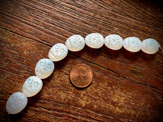 Czech Glass Bead Strand—Skull Beads—Matte Crystal AB