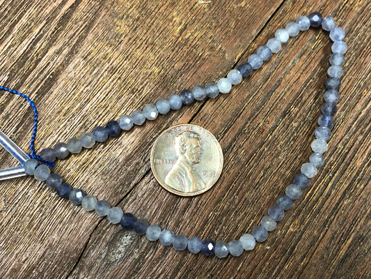 Iolite 4mm Faceted Rondelle Beads