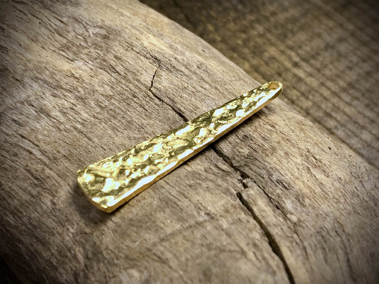 Hammered Drop Pendant - Satin Gold Tone