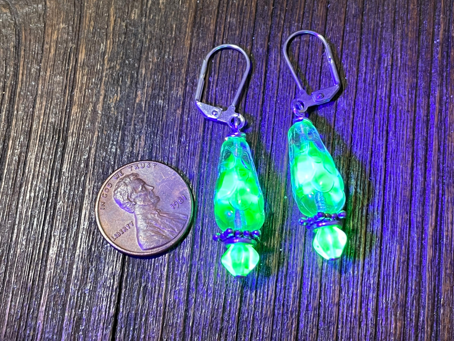 Vintage Czech Uranium Glass Earrings