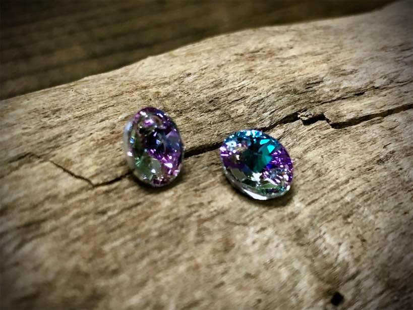 European Crystal Faceted Xilion Oval Drop Pair - Lavender Ombre