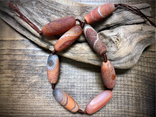 Botswana Agate Matte Barrel Beads - 38mm x 15mm