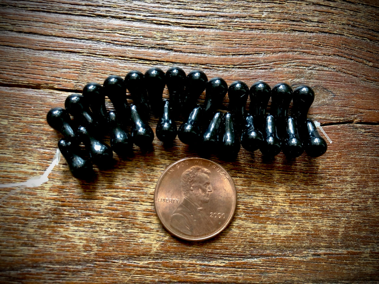 Czech Glass Strand—Drip Beads—Jet