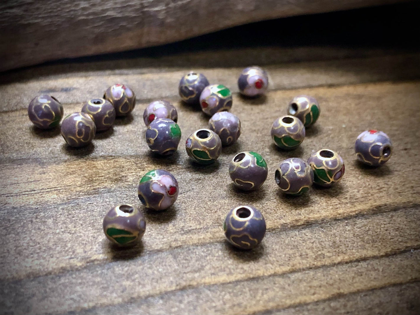 Vintage Cloisonné Floral Bead - Light Purple