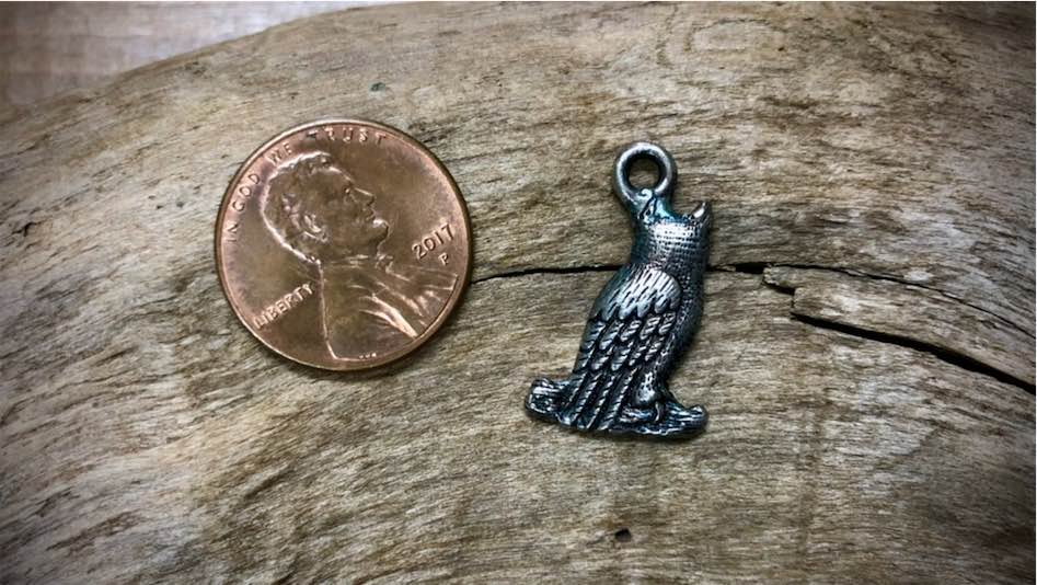 Halloween Charm - Owl - Silver Tone