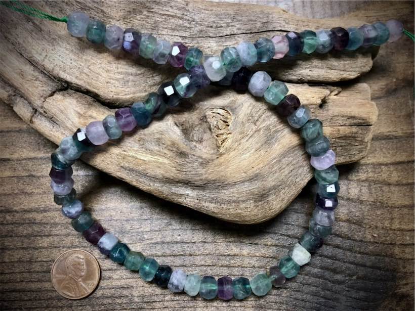 Fluorite Faceted Rondelles Bead Strand - 8mm x 6mm - 15.5”