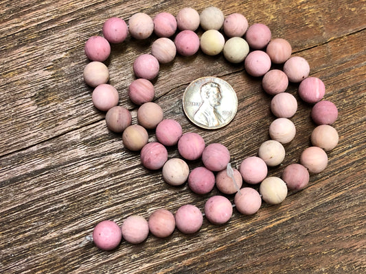 Matte Rhodonite 8mm Round Beads