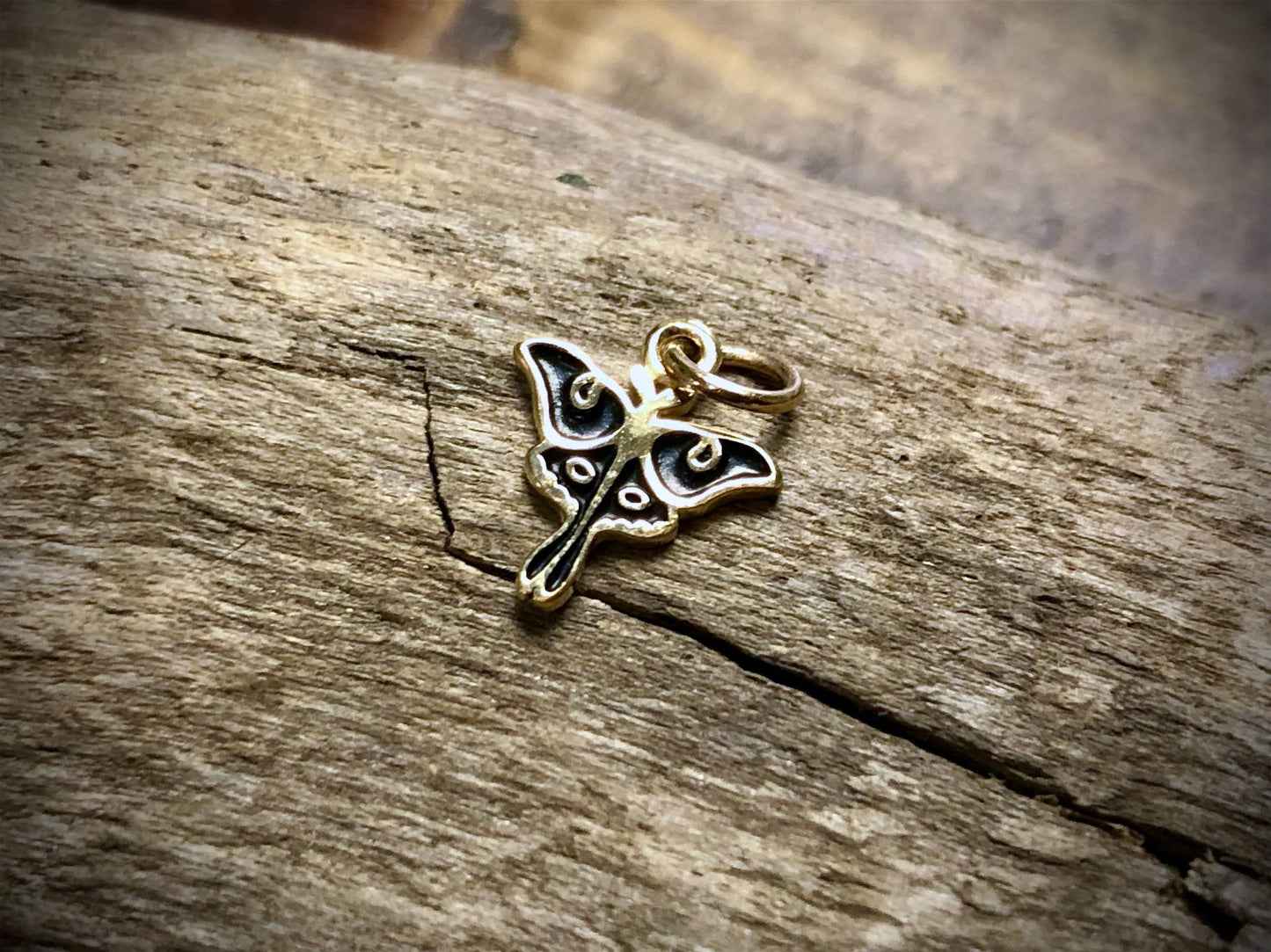 Bronze Tiny Luna Moth Charm