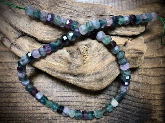 Fluorite Faceted Rondelles Bead Strand - 8mm x 6mm - 15.5”