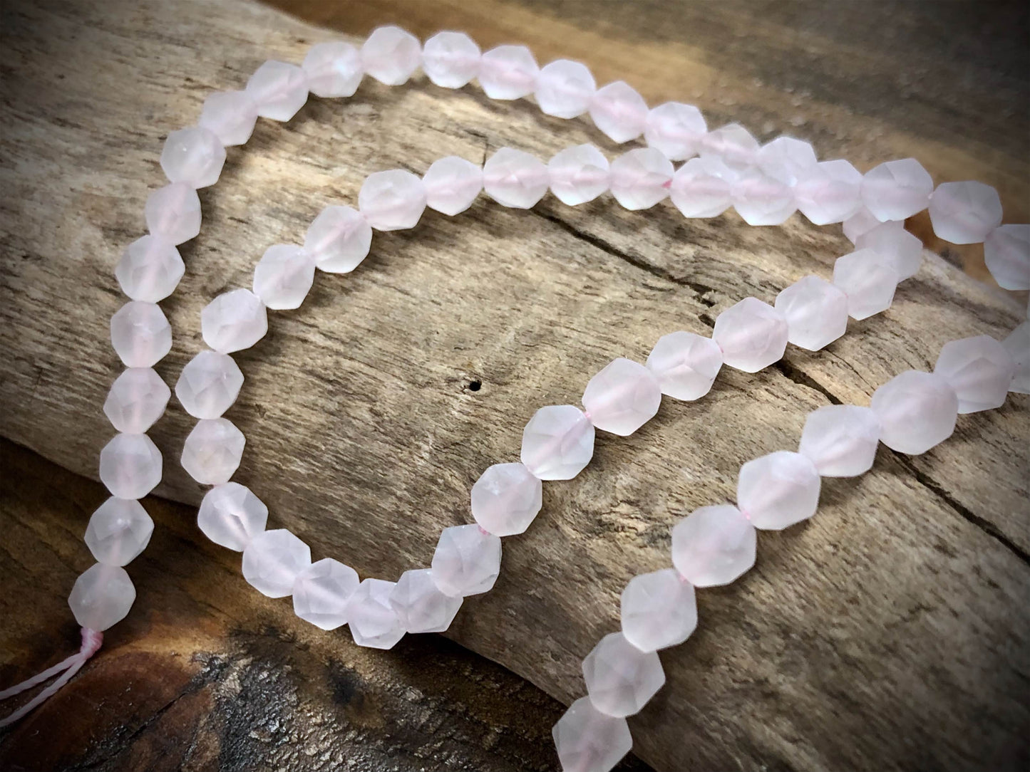 Rose Quartz Matte Faceted 6mm Rounds - 15"