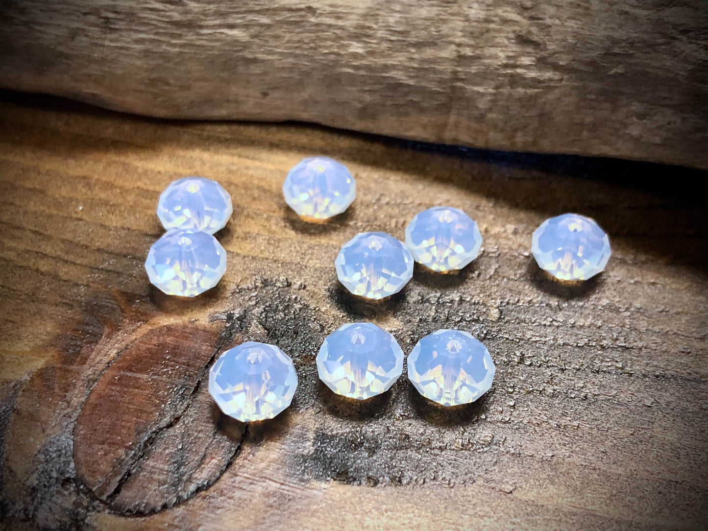 European Crystal White Opal Faceted Beads - 8mm