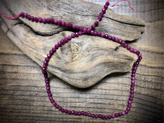 AAA Ruby Faceted Rounds Bead Strand - 3mm - 15.5"