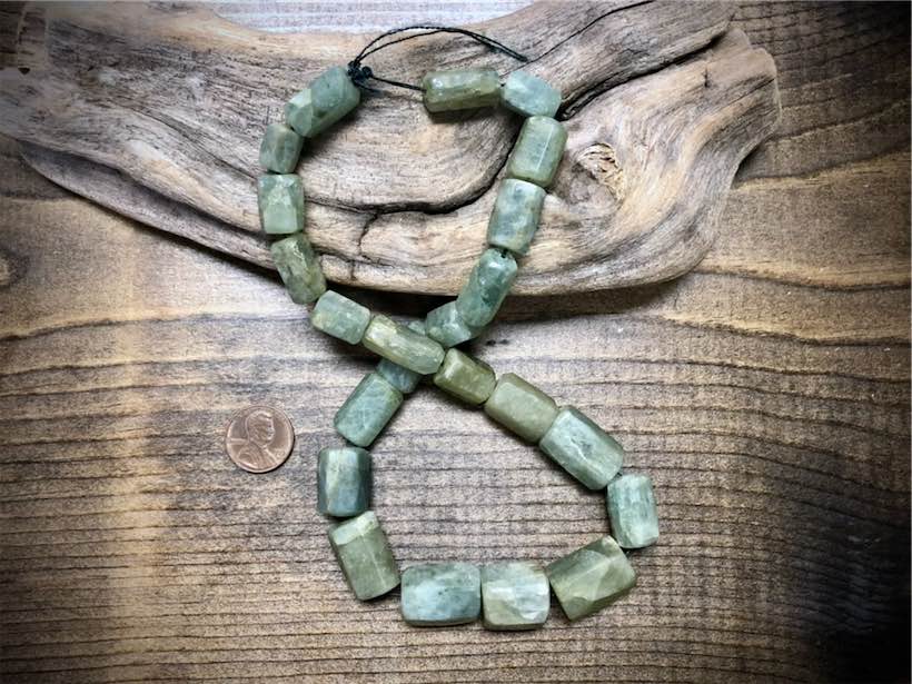 Aquamarine Graduated Rough Cut Hexagon Tubes Strand - 10mm x 9mm to 20mm x 15mm - 16"