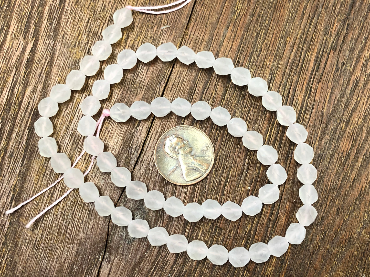 Matte Rose Quartz 6mm Star Cut Round Beads