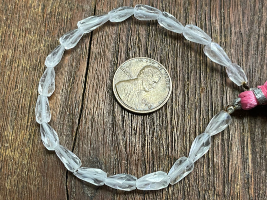 Rose Quartz 8x4mm-11x5mm Hand-Cut Faceted Teardrop Beads