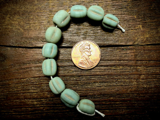 Melon Glass Beads—Dirty Sea Foam