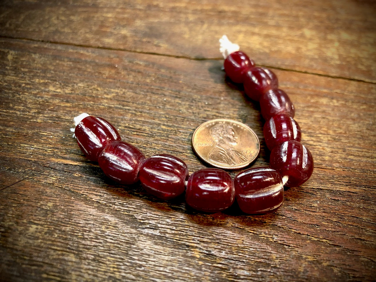 Melon Glass Beads—Ruby
