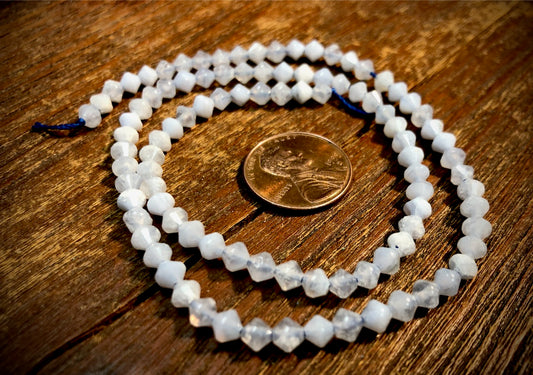 Blue Chalcedony 4mm Bicone Beads