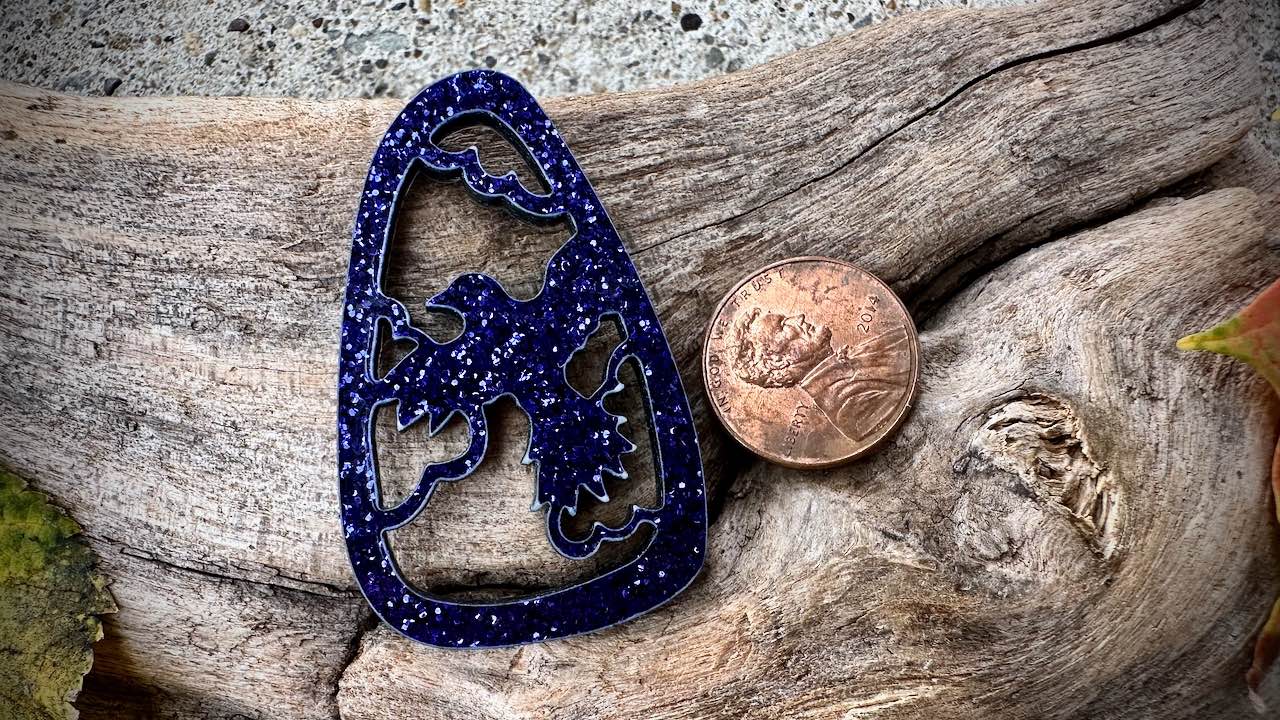 Acrylic Cutout Pendant—Raven—Midnight