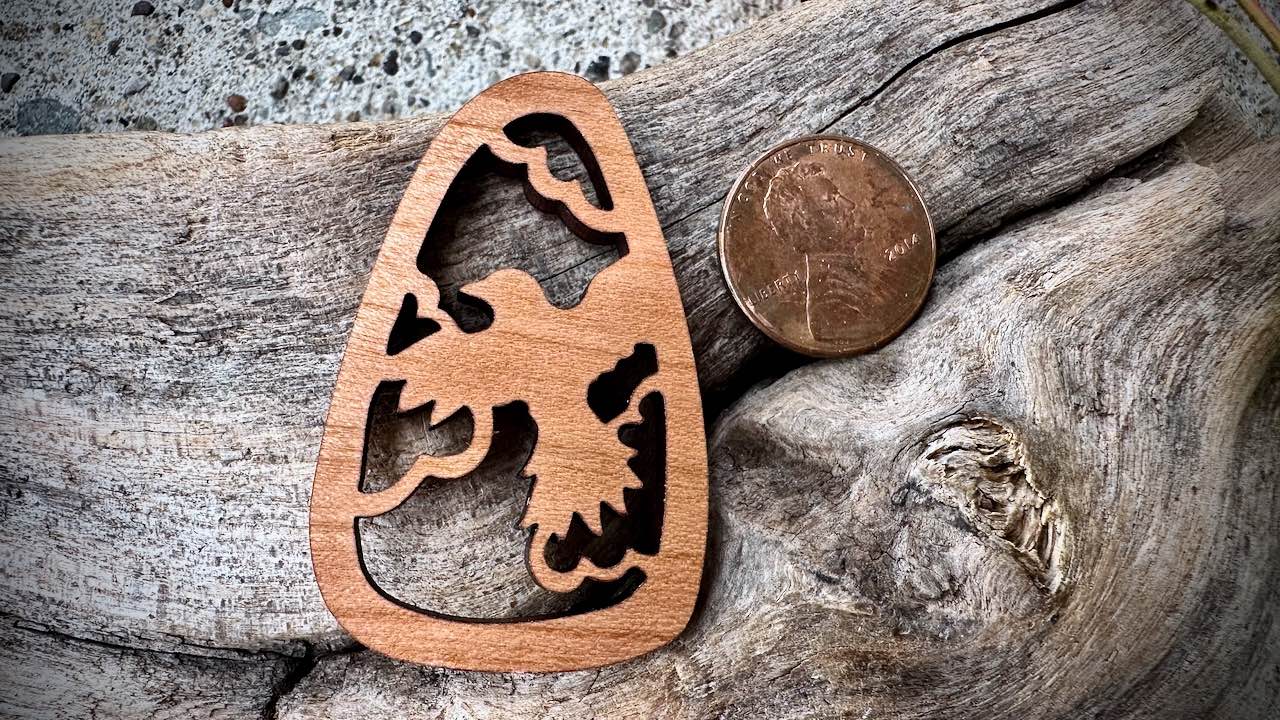 Wooden Cutout Pendant—Raven—Cherry