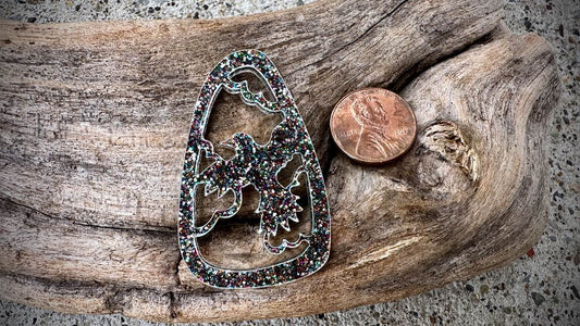 Acrylic Cutout Pendant—Raven—Dark Rainbow