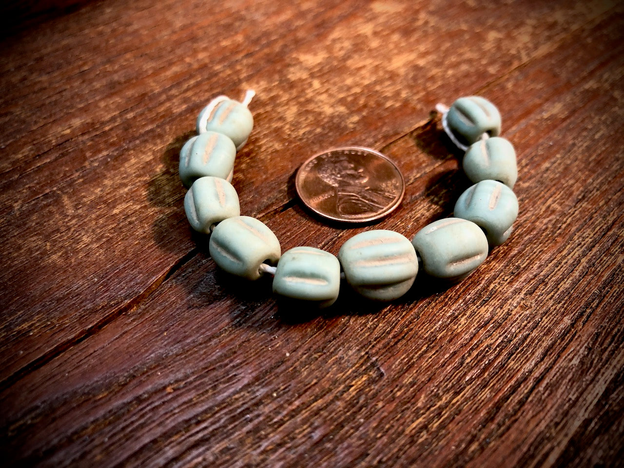 Melon Glass Beads—Dirty Sea Foam