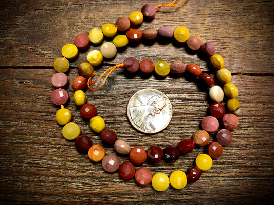 Mookaite 6x7mm Faceted Coin Beads