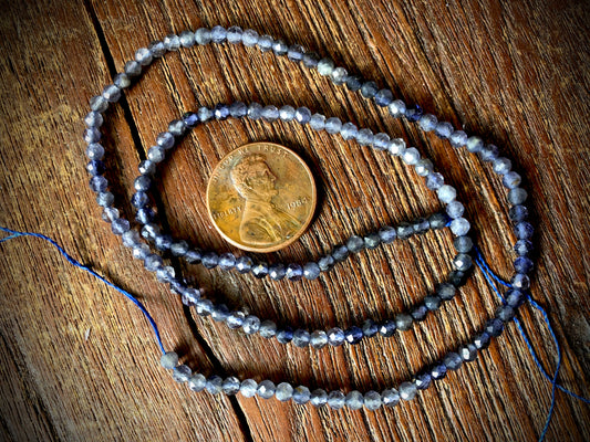 Iolite 3mm Faceted Round Beads