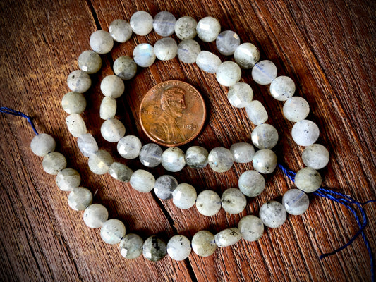 Labradorite 6x7mm Faceted Coin Beads