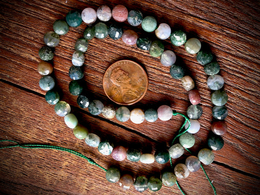 Fancy Jasper 6x7mm Faceted Coin Beads