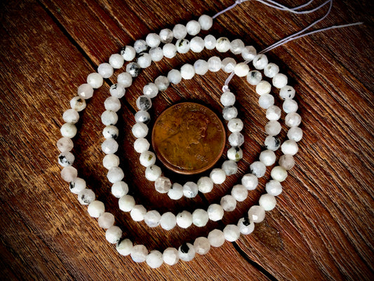 Rainbow Moonstone 4mm Faceted Round Beads