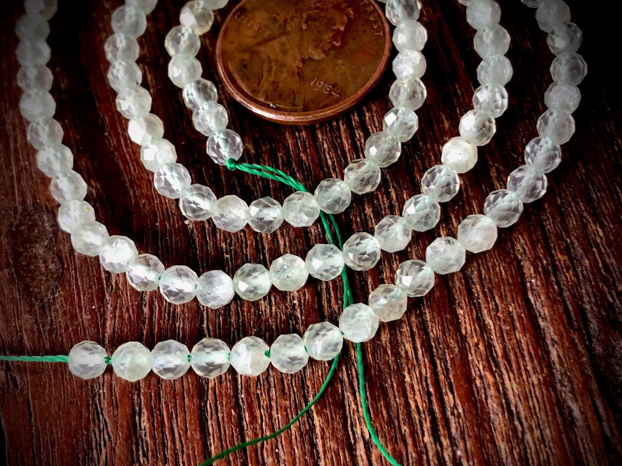 Prehnite 3.5mm Faceted Round Beads