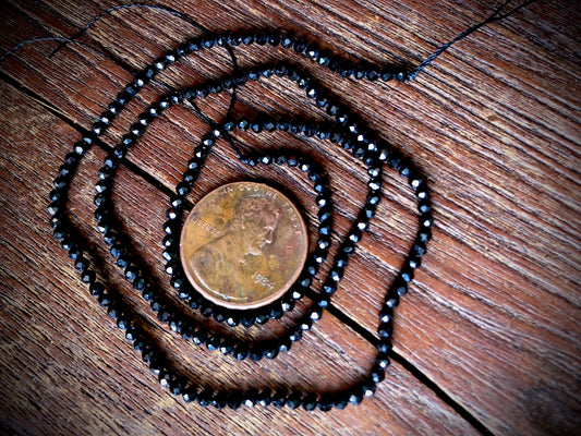 Black Spinel 2.5mm Faceted Round Beads