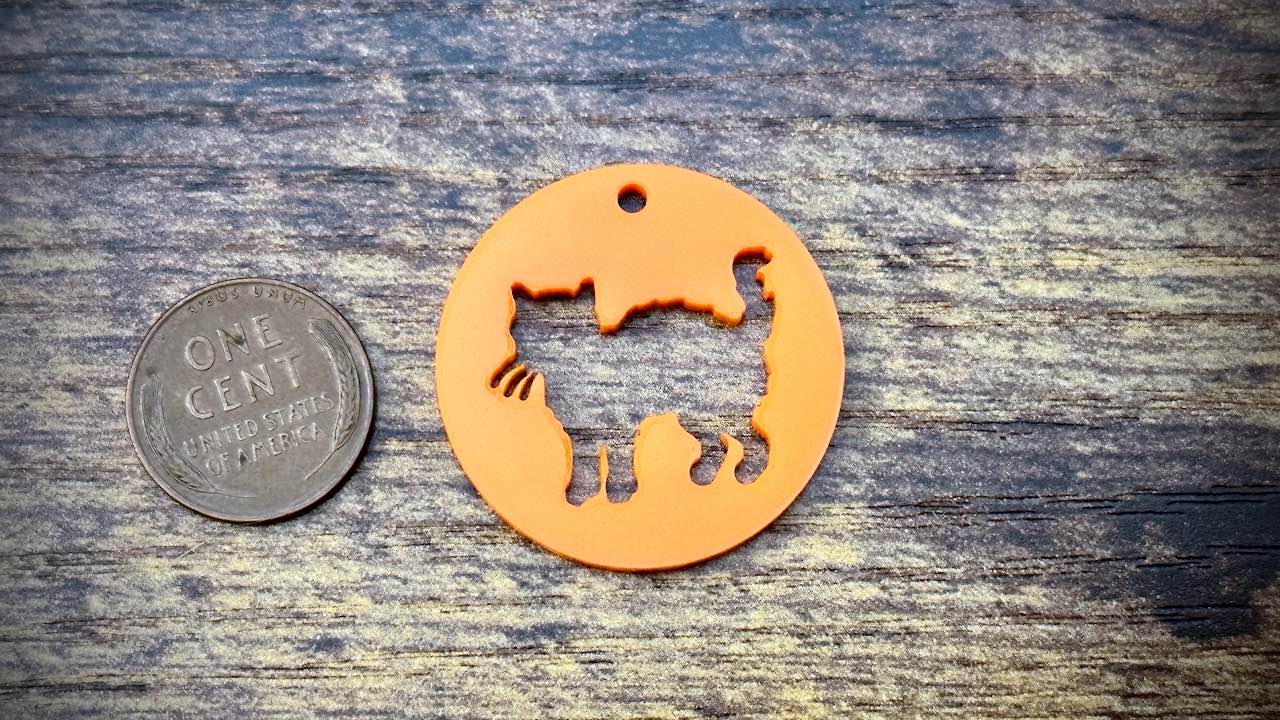 Acrylic Cutout Pendant—Halloween Cat Attack Now!—Bright Orange