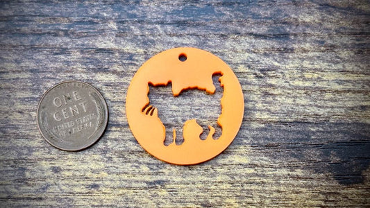 Acrylic Cutout Pendant—Halloween Cat Attack Now!—Bright Orange