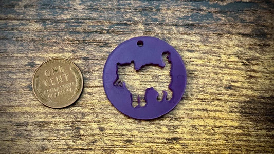 Acrylic Cutout Pendant—Halloween Cat Attack Now!—Hauntingly Purple