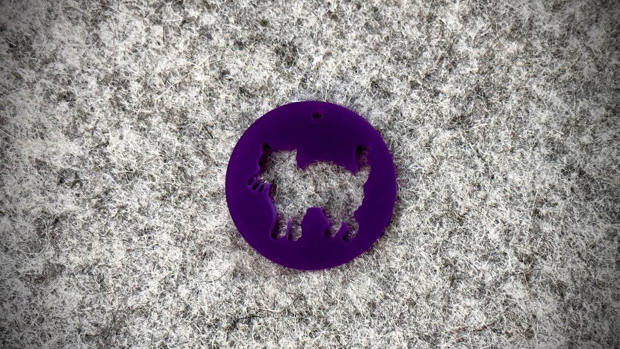 Acrylic Cutout Pendant—Halloween Cat Attack Now!—Hauntingly Purple