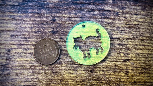 Acrylic Cutout Pendant—Halloween Cat Attack Now!—Ectoplasmic Green