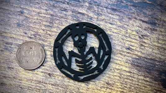 Acrylic Cutout Pendant—Skeleton & Bones—Black